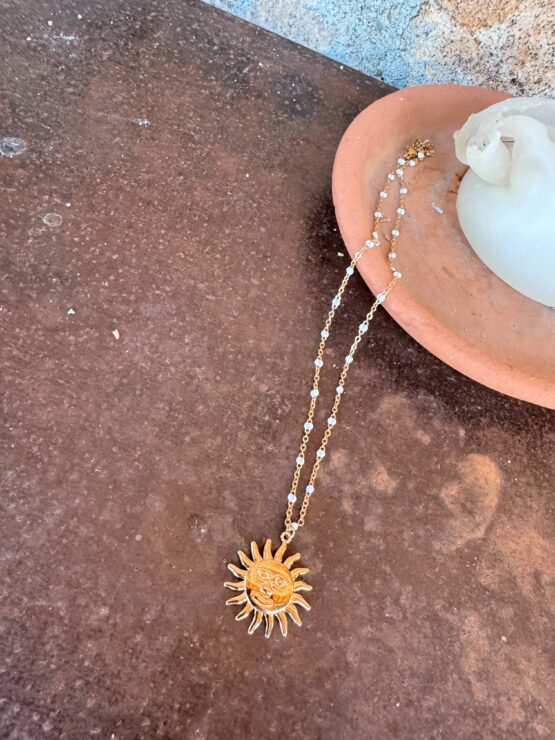 0010 ✨Ketten Bundle aus 2 Ketten:   Sonnenkette mit Boho-Charme – gold & perlenverziert ✨ – Bild 2