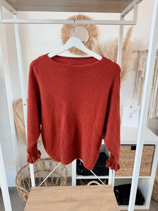 044 🌸 Verspielt & cozy – dein Strickpullover mit Rüschenärmeln 🌸 – Bild 5