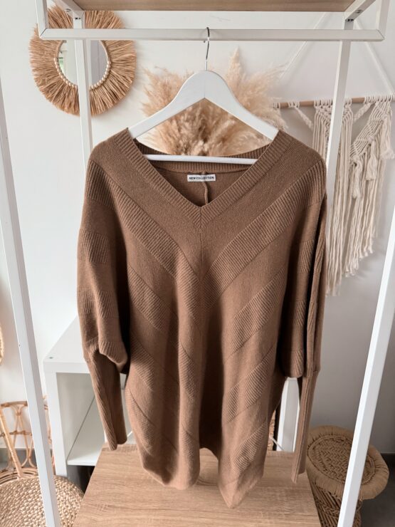 🍂 Artikel 037 – Oversize-Strickpulli mit V-Ausschnitt & Strukturmuster – Bild 6