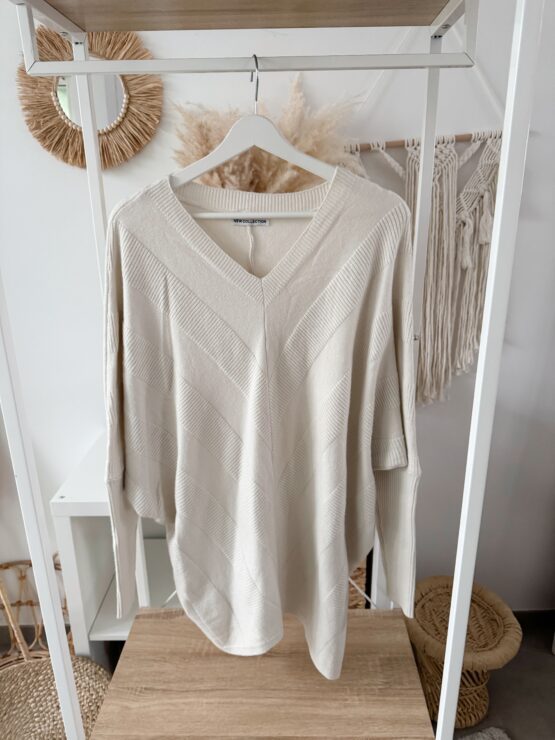 🍂 Artikel 037 – Oversize-Strickpulli mit V-Ausschnitt & Strukturmuster – Bild 4