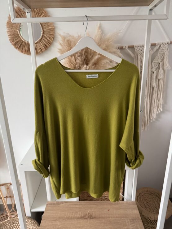 🍁 Artikel 038 – Feinstrick-Shirt mit V-Ausschnitt & lockerem Schnitt in vielen Farben – Bild 3