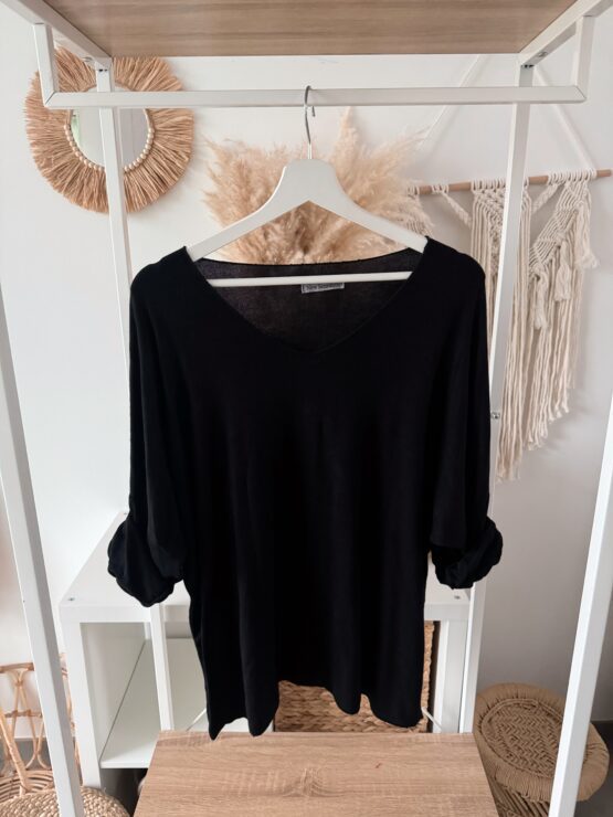 🍁 Artikel 038 – Feinstrick-Shirt mit V-Ausschnitt & lockerem Schnitt in vielen Farben – Bild 2