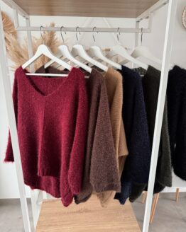 063 Soft Touch Pullover in Beige|Schwarz|Weinrot|Camel|Braun|Khaki|Blau