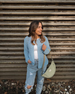 EF11 Häkel-Cardigan – Beige | Rosa | Hellblau