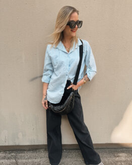 NES 05 – Gestreifte Baumwollbluse Rosa, Hellblau, Gelb