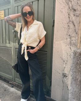 NES 04 – Musselin Knotenbluse Beige, Mint, Buttery Yellow, Rosa, Hellblau, Weiß