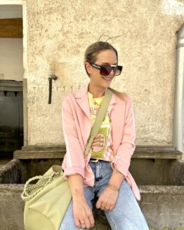 FO12 Sweatblazer in rosa, beige blau